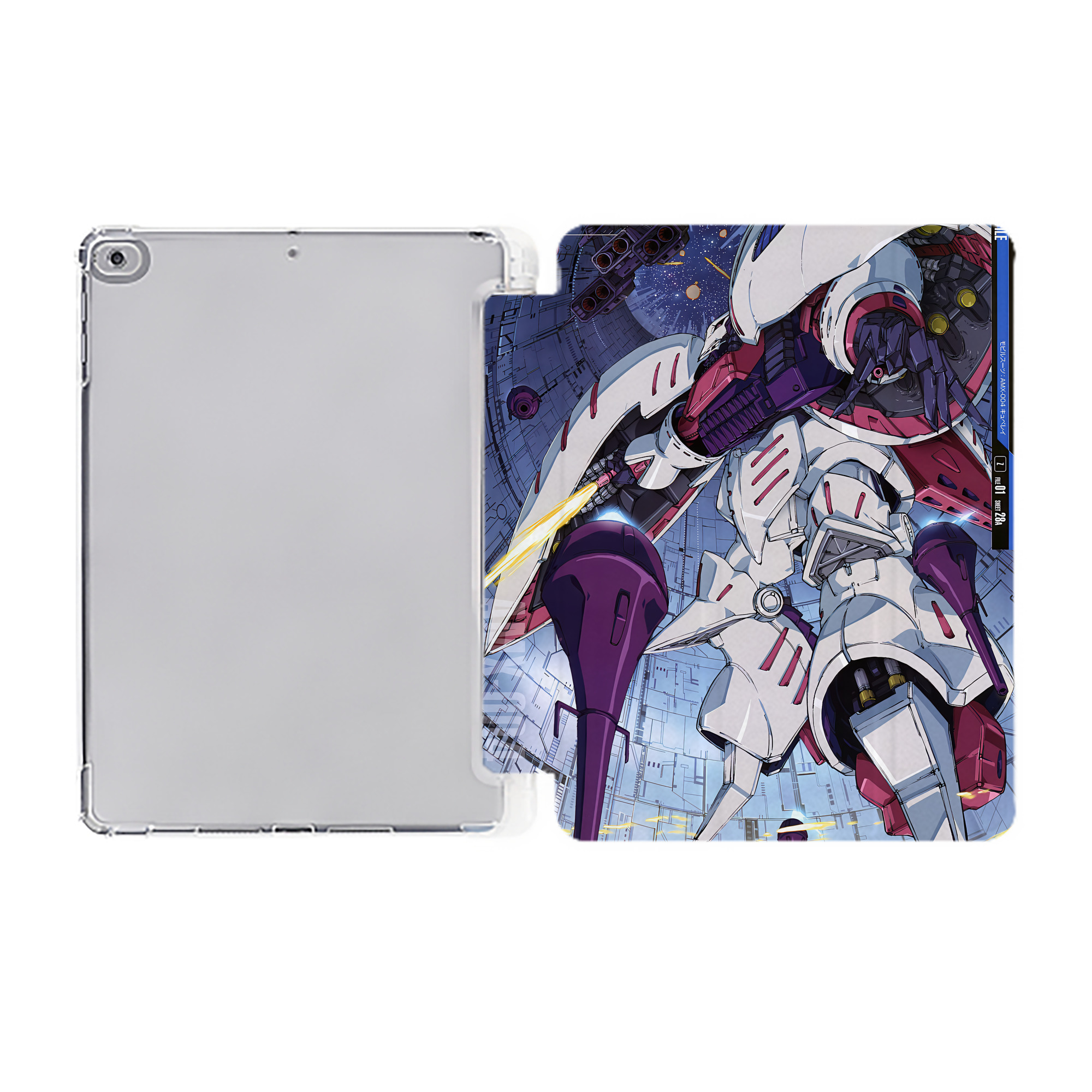 （画像用） 機動戦士ガンダム Mobile Suit Gundam IPad ケース ペン収納付き 三つ折りスタンド PUレザー×シリコン 対応機種9.5/10.5/10.9インチ